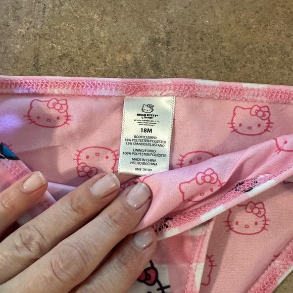 Hello Kitty - Pink 2 Piece Baby Swim Suite, Size 18M - Picture 2 of 3